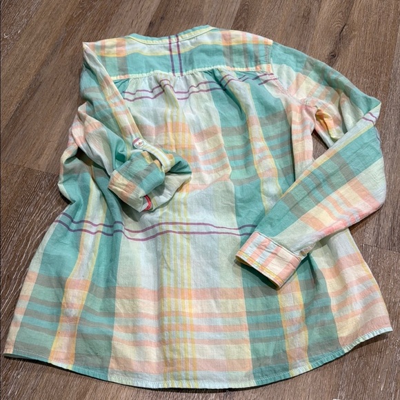 HOLDING HORSES  Size 2 Multicolor Plaid Button Down Shirt V Neck Long Sleeve - Picture 9 of 12